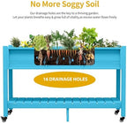 DWVO 47x18x31in Raised Garden Bed HDPE, Weather-Resistant Poly Wood Planter Box Stand, Planter Box with Legs, Storage Shelf & Lockable Wheels, Elevated Garden Bed for Backyard Patio - Aruba Blue - Image 5
