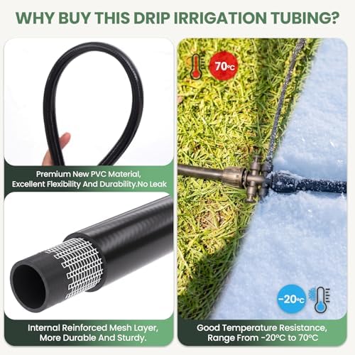 40FT 1/2 Inch Drip Irrigation Tubing Extension Hose, Main Line Watering Tube for Expanding Garden Irrigation Systems with 2pcs 6-Way Quick Connector - Image 5