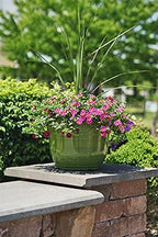 Garden Elements Indoor/Outdoor Glazed Brushed Happy Plastic Planter, Large, Dark Green, 15" (Pack of 2) - Image 2