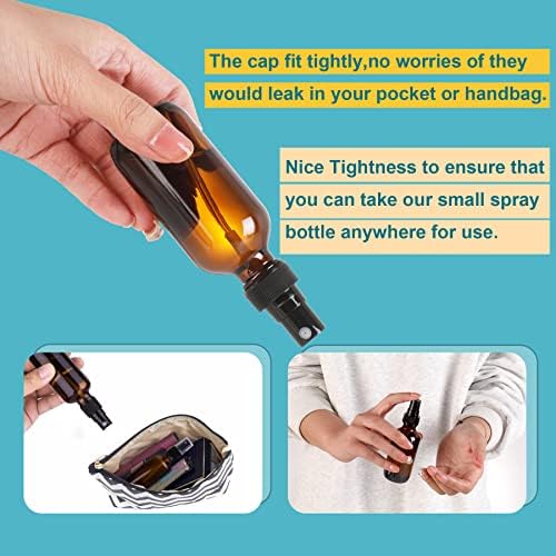 NOOEEISS Amber Glass Small Spray Bottle 2 oz 48 Packs,Fine Mist Sprayer Small Clear Bottles,Refillable Containers mini spray bottles for Cleaning Solutions and Skin Care (Amber 48pcs) - Image 2