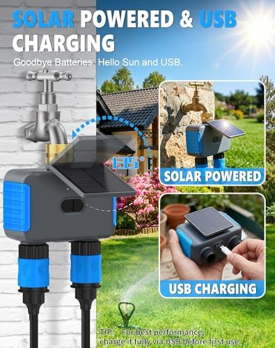 WiFi Solar Sprinkler Timer, 2 Zone Smart Bluetooth Hose Timers - Image 2