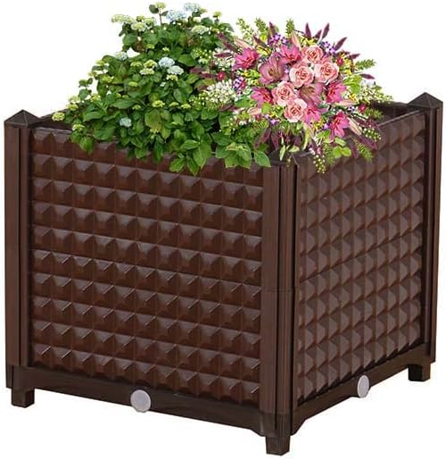 YSUEFIJO Raised Garden Bed, Outdoor Planter Box with Water Design & Drainage Holes, Vegetable Flowers Planting Raised Container, Garden Bed Kit for Backyard/Patio/Gardener by WELCOMETOYSUEFIJO