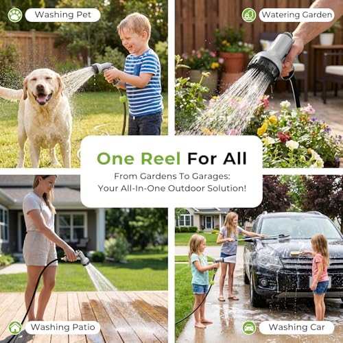 Retractable Garden Hose Reel, 1/2 Inch x 75ft, Wall Mounted Hose Reel - Image 7