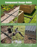 Pawfly 50 ft 1/2 Inch Drip Irrigation Tubing Main Tube, 1/2 Irrigation Tubing for Garden Irrigation System, Flexible PVC Main Line with 5 Barbed Locked Drip Irrigation Parts, 1/2" Drip Irrigation - Image 4