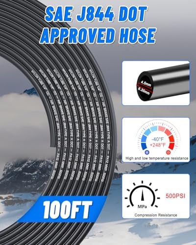 1/4" Air Line Tubing Kit, 100FT SAE J844 PA Nylon Air Hose Tubing - Image 4