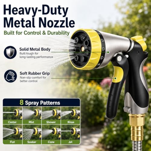 Metal Garden Hose 100 ft – 304 Stainless Steel Water Hose with Nozzle Sprayer, Garden Hoses Flexible, Lightweight, No Kink, Heavy Duty for Outdoor (100 ft) - Image 2