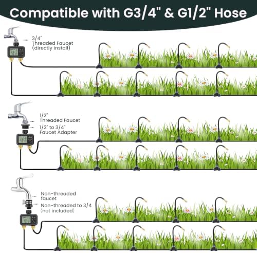 200 Ft Drip Irrigation System with Smart Water Timer (Double Tube) - Image 3