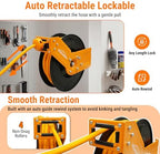 Retractable Air Hose Reel, 1/2" x 50FT Hybrid Air Hose, 300PSI Max, Auto-Rewind & Length-Lock, 1/2" NPT Fitting, Ceiling/Wall Mount Heavy Duty Single Arm Steel Reel for Workshop/Garage - Image 3