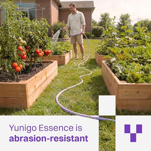ESSENCE 5/8" 100ft Hybrid Purple Garden Hose – No-Kink Abrasion-Resistant with Durable Aluminum Fittings & Spray Nozzle, Ideal for Intensive Home & Garden Watering - Image 4