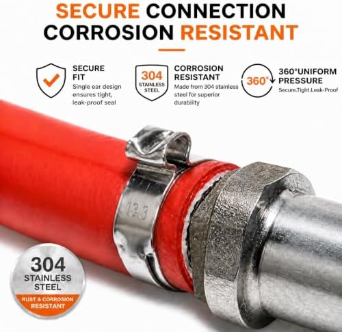 560PCS 22-Sizes Stepless Single Ear Hose Clamp Kit with Pliers & Cutter, 5.3-36.1mm (1/4"-1-3/8") 304 Stainless Steel Anti-Corrosion Clamps for Automotive Fuel Line,CV Boot,HVAC,Radiator & PEX - Image 3
