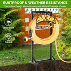Garden Hose Holder with Storage Basket and Tool Hooks, Heavy-Duty Metal Hose Hanger Garden Hose Storage Holds 151Ft Hose, Rustproof Freestanding Water Hose Holder for Outside, Yard, Lawn - Image 6