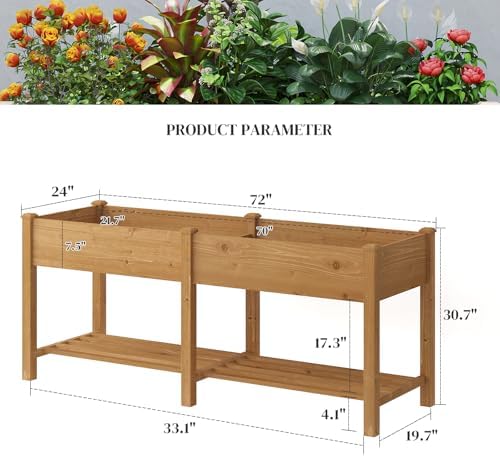 Raised Garden Bed Elevated Wood Planter Box with Shelf Garden Planter - Image 2