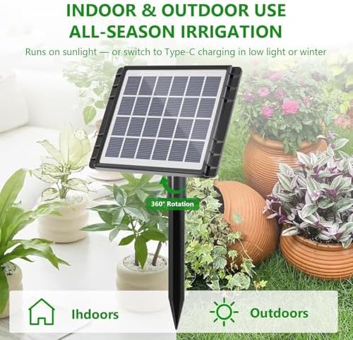 98FT Solar Drip Irrigation System, Auto Watering Kit for 20-30 Pots, Solar-Powered Plant Watering, 25 Timer Modes, 900ml/min Flow Indoor/Outdoor Garden, Balcony & Patio Irrigation System - Image 2
