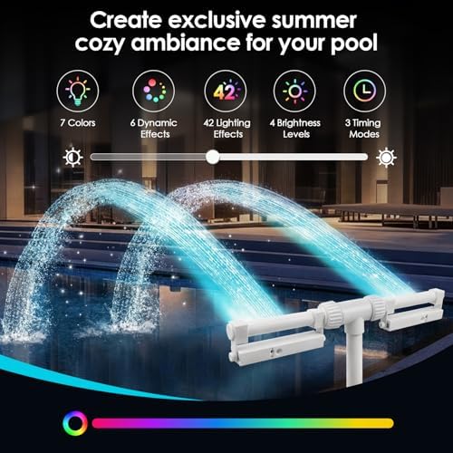 Tomshine Rechargeable Pool Fountain with Lights, 42 RGB LED Effects, 360° Rotating Dual Spray Waterfall, 1800mAh IP68 Submersible Floating Sprinkler Cooler for Above/Inground Pools Accessories - Image 3