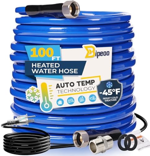 100FT Heated Water Hose for Rv,Heated Water Hose Antifreeze to -45°F,Great Rv Accessories for Campers,Livestock,Agriculture,Lead and BPA Free by Bipeoo