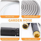 Garden Hose, Stainless Steel Metal Water Hose with 3/4" Solid Brass Connector for Yard Lawn Outdoor Rv No Kink Puncture Proof (Sliver, 50 Ft) - Image 3