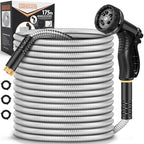 Rcfunkid Garden Hose 175FT No-Kink Metal Hose With 10 Function Nozzle Tough by GardenHose