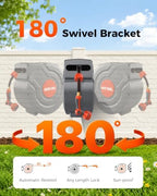 Retractable Garden Hose Reel 130 FT 1/2 Inch 180° Swivel Automatic Slow Return Any Length Lock Hose Reels for Outside 9 Pattern Sprayer Nozzle UV Resistant - Image 6