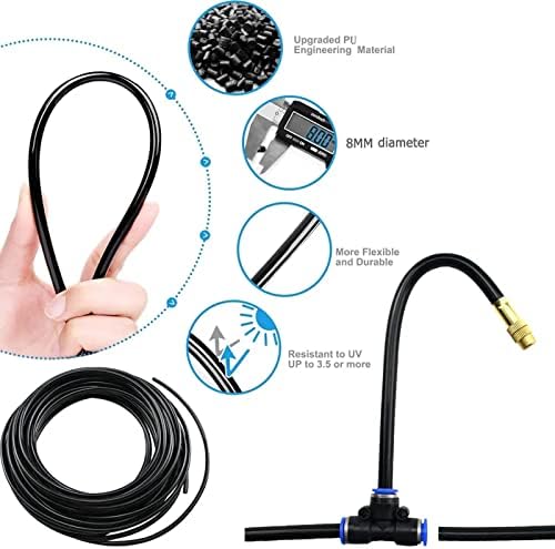 Outdoor Misting Cooling System Kit with 24v Silent Pump & Adjustable Nozzles & Flexible Misting Line & Filter, Patio Misters Mister System Drip Irrigation System for Outs(Size:20m Tube + 20 nozzles) - Image 3