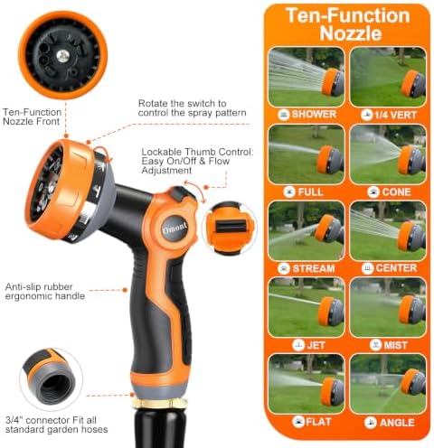 Garden Hose 25FT, Flexible Water Hose with Nozzle 360° Swivel Connector, Non-Expanding Camper Hose Flexible Water Hose Use for Lawns, Gardens, and Outdoor - Image 4