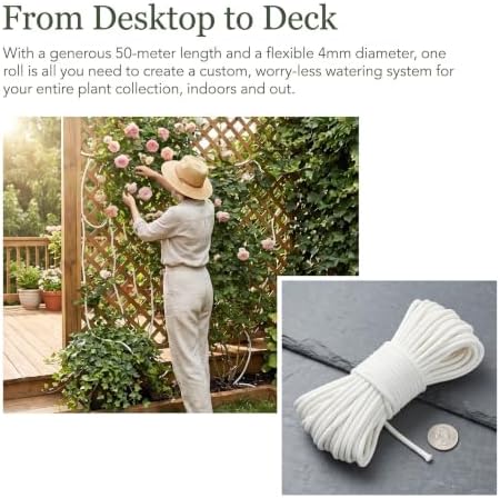 2pcs Self Watering Cotton Rope for Indoor Plants, White - Image 3