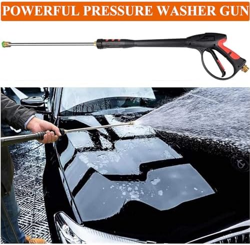 Brass Power Washer Gun and Hose Kit, Pressure Washer Gun with Replacement Wand Extension, 25 FT Power Washer Hose, 5 Nozzle Tips, M22 Fitting, 40 Inch Adjustable Length, 4000 PSI - Image 2
