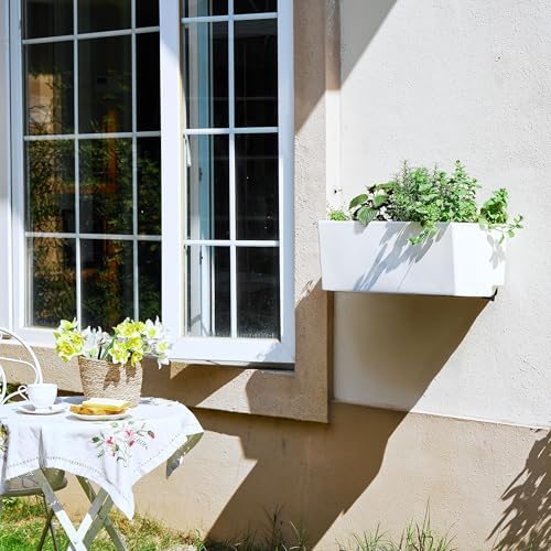 Glowpear Self Watering Planter Box - 23.6", White - UV Stable, Scalable Wall Mounts Plant Pot with Water Gauge, Indoor Outdoor for Vegetables, Flowers, Herbs, and Succulents, Gardening - Image 2