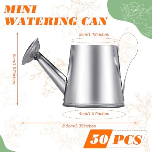 Layhit 50 Pcs Mini Watering Can Miniature Galvanized Watering Pot Water Can - Image 2