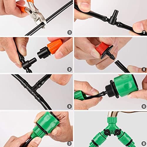 FAMILY'S BACKYARD 131FT Drip Irrigation System,Irrigation System for Garden Watering System,drip Irrigation kit1/2inch to 1/4inch Irrigation Tubing Hose Adjustable Nozzle Emitters Barbed Fittings - Image 2