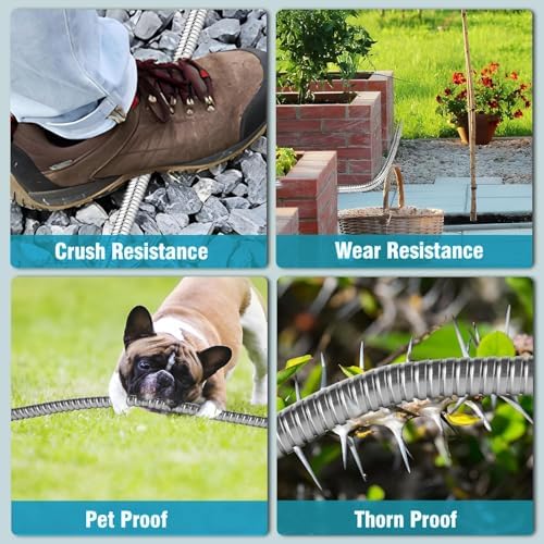 Metal Garden-Hose 200Ft Stainless Steel Water Hose Heavy Duty with 10 Way Nozzle-Flexible Lightweight Durable No Kink & Tangle，Strong 3/4’’ Solid Metal Fitting Shut-Off Valve for Outdoor Yard - Image 7