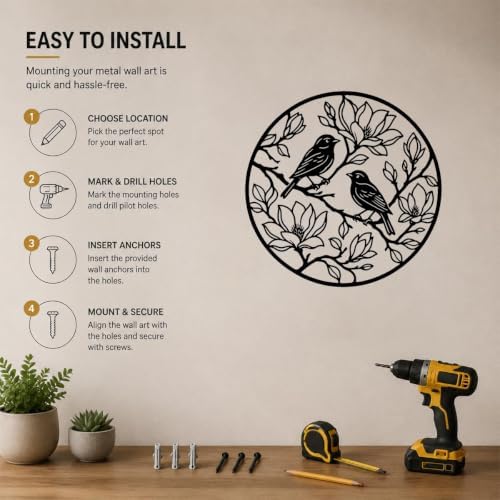 Birds On Branches Metal Wall Art as Adds Serene Natural Beauty with Shape - Image 5