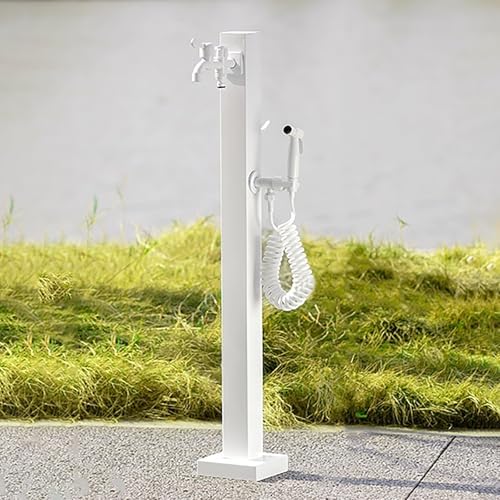 304 Stainless Steel Garden Water Column with Faucet, Frost-Proof Hose Stand for Outdoor Cleaning & Irrigation, Durable Yard Hydrant (White, 2-Pack) by Unknown