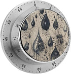 Stainless Steel 60-Minute Mechanical Timer Black Water Drop Pattern Printed Timer by Unknown