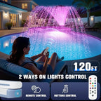 Upgraded Pool Fountain with Remote - Adjustable Waterfall Pool Sprinkler Fountains with Lights, Spray Water Fountains for Above Ground and Inground Pool for Cooling, White - Image 2