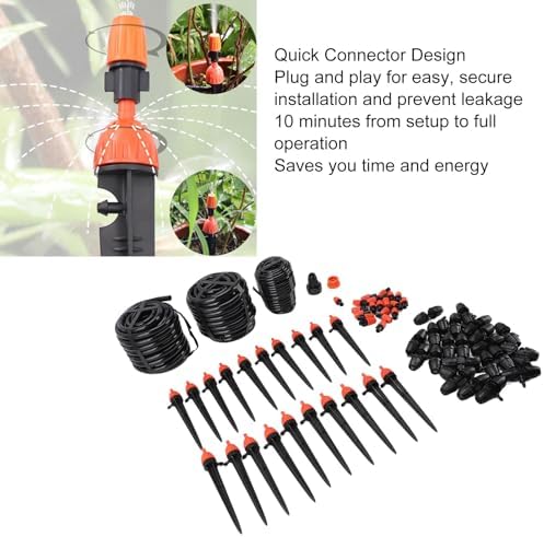Greenhouse Micro Drip Irrigation Kit, Automatic Irrigation System Patio Misting Plant Watering System with Adjustable Nozzle Quick Connect Automatic Sprinkler Kit for Lawn - Image 5