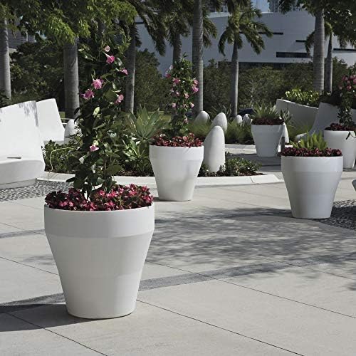 Crescent Garden TruDrop Rim Modern Self Watering Planter with Water Level Indicator, Indoor/Outdoor Weather-Safe Round Plant Pot, Grow Healthy Plants & Flowers - 22" W (Cloud White) - Image 6