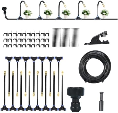 DEMORA 50FT Automatic Drip Irrigation Kit, Bendable Watering Hose with Multi Sprinkler Heads, Misting System for Garden Yard Outdoor Plants Greenhouse by DEMORA