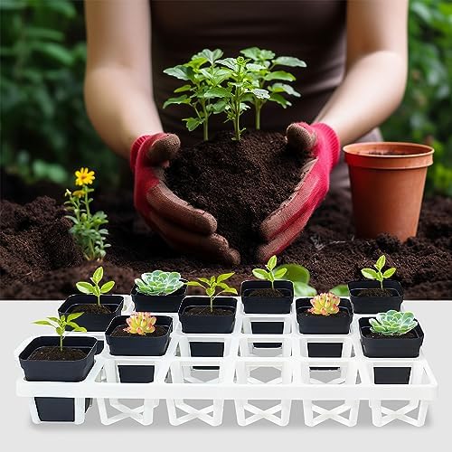 RooTrimmer 5 Pack Planting Pots Moving Trays for 3 inch(2.7 inch for Exact) Square Nursery Pots, 24 Cell Pots Carrier Holders(White) - Image 6