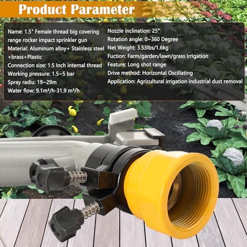 1.5" Agriculture Farm Irrigation Sprinkler Lawn Sprinkler 360° - Image 6