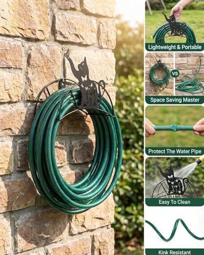 Cat Butterfly Garden Hose Holder Metal Wall Mount Heavy Duty Hanger125'5/8" - Image 2