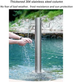 Freestanding Garden Water Column with Outdoor Hose Stand, Anti-Freezing 304 Stainless Steel Floor Mounted Water Tap, Courtyard Faucet Post, Metal Water Fountain Yard Hydrant for Irrigation/Washing - Image 5