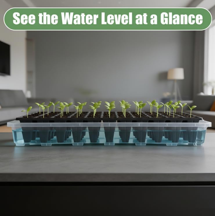 RooTrimmer 1020 Nursery Pot Trays 5 Pack, Transparent Plastic Flat Seed Starter Tray, Durable Square Seedling Starting Tray for Holding and Carrying Plant Pots (Clear) - Image 4