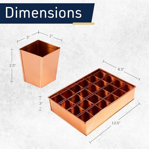 Kings County Tools Seed Starter Tray - Copper Metal Seedling Tray with 24 Tapered Plant Starter Pots for Planting Seeds-Germination Kit for Sprouting - Greenhouse Accessories and Gardening Gifts - Image 3