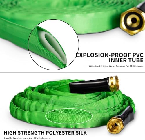 Garden Hose 50ft, Ultra Lightweight Flat Water Hose with 10 Function Nozzle - Image 3
