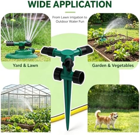 360-Degree Rotating Garden Sprinkler for Yard Large Area Coverage, Automatic Water Sprayer Irrigation for Garden, Adjustable Angle Water Sprinklers for Yard Lawn Greenhouse Vegetable Watering (1pcs) - Image 6