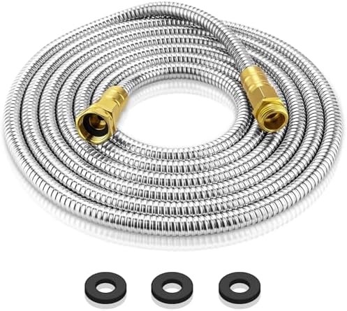 Rosy Earth Garden Hose 15 FT, 304 Stainless Steel Metal Water Hose by RosyEarth