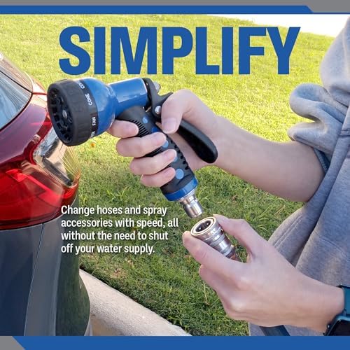 ESSENTIAL WASHER 3/4 Stainless Steel Garden Hose Check Valve | 2 Pack With 2 Quick Connect Plug Set - Image 4