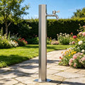 304 Stainless Steel Outdoor Garden Water Column, Antifreeze Hose Faucet Extender Water Column with Faucet, Decorative Water Feature Fountain Water Dispenser Hydrant(Short Height:50cm/19.7in) by SXBHDM