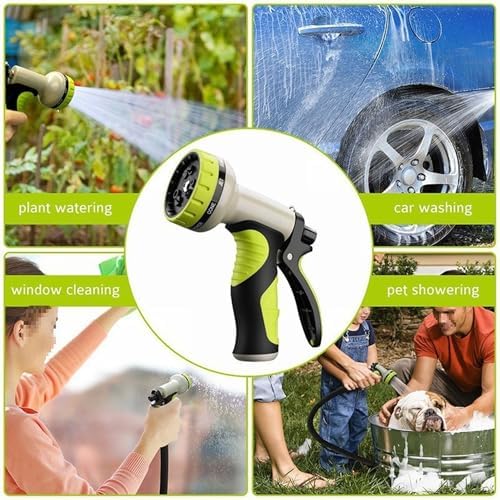 Garden Hose Pipe Spray Gun,High Pressure Anti-Leaking Hose Gun(25FT),9 Adjustable Patterns Garden Hose Nozzle Sprayer with,Suitable for watering plants and lawns,Green,25FT - Image 4