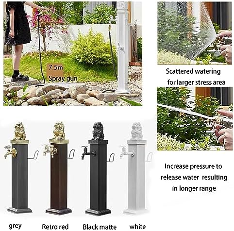 Freestanding Outdoor Garden Hose Holder Stand with Brass Faucet, Heavy Duty Metal Water Hose Storage Stake Rack for Backyard, Antifreeze Cracking(Hose Included) (Color : - Image 7